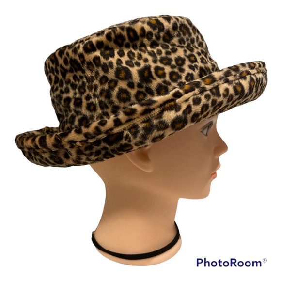 LEOPARD PRINT Hat with Brim 21 1/2" Nice fabric Wear Brim Up Or Down - Picture 6 of 15